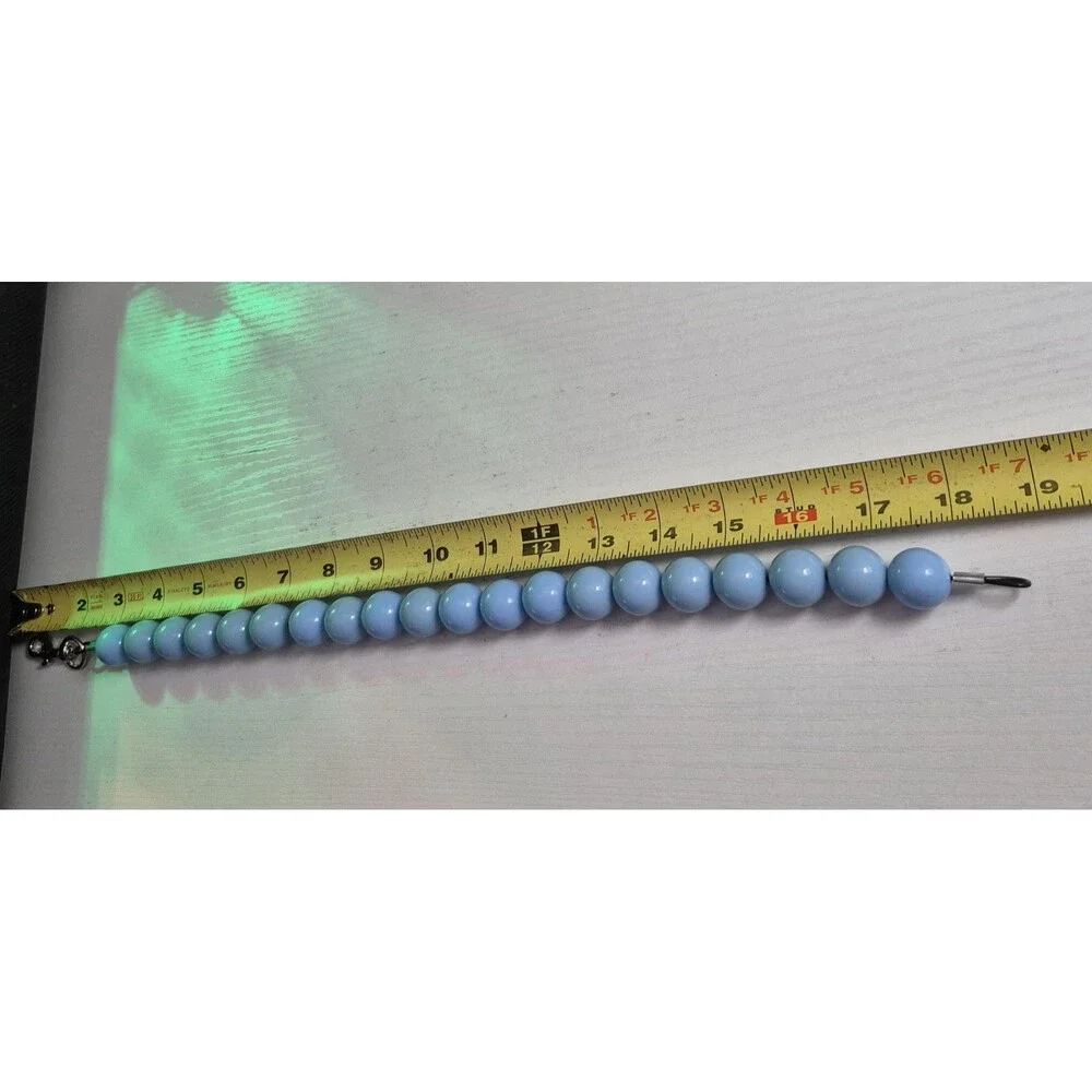 Handmade Ocean Blue Beaded Dog Puppy Collar Necklace Jewelry Durable Acrylic 18